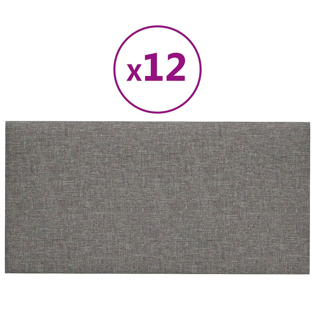 Testiera da Parete 12 pcs Grigio chiaro 60 x 30 cm Tessuto