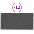 Testiera da Parete 12 pcs Grigio scuro 60 x 30 cm Tessuto