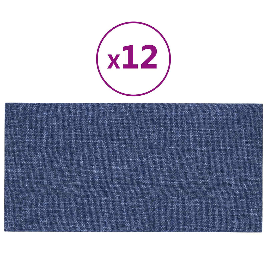 Testiera da Parete 12 pcs Blu 60 x 30 cm Tessuto