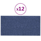 Testiera da Parete 12 pcs Blu 60 x 30 cm Tessuto