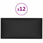 Testiera da Parete 12 pcs Nero 60 x 30 cm Tessuto