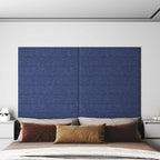 Testiera da Parete 12 pcs Blu 90 x 15 cm Tessuto