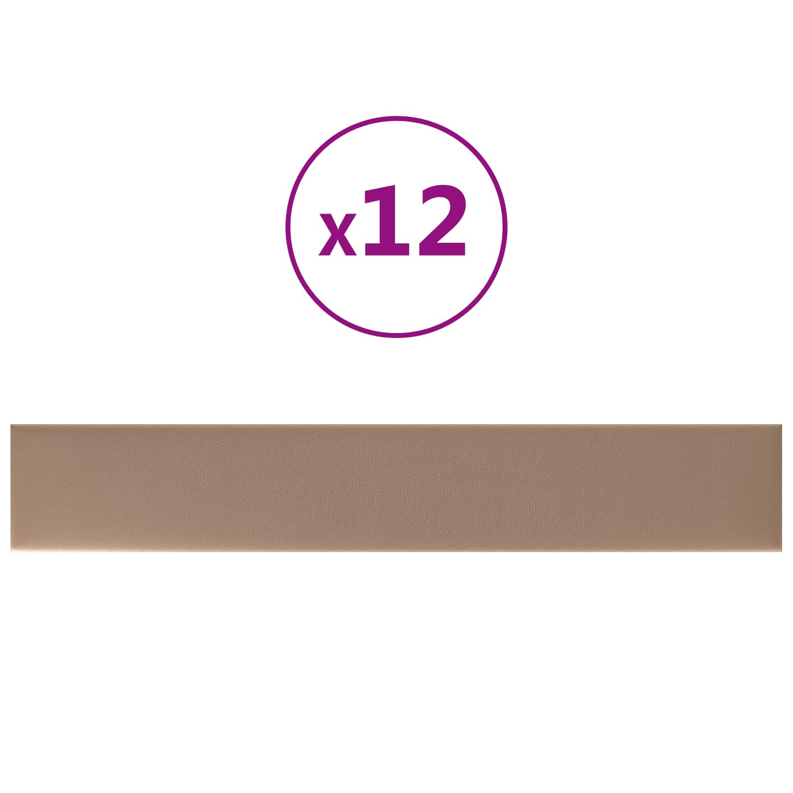 Testiera da Parete 12 pcs Cappuccino 90 x 15 cm Tessuto