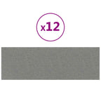 Testiera da Parete 12 pcs Grigio chiaro 90 x 30 cm Tessuto