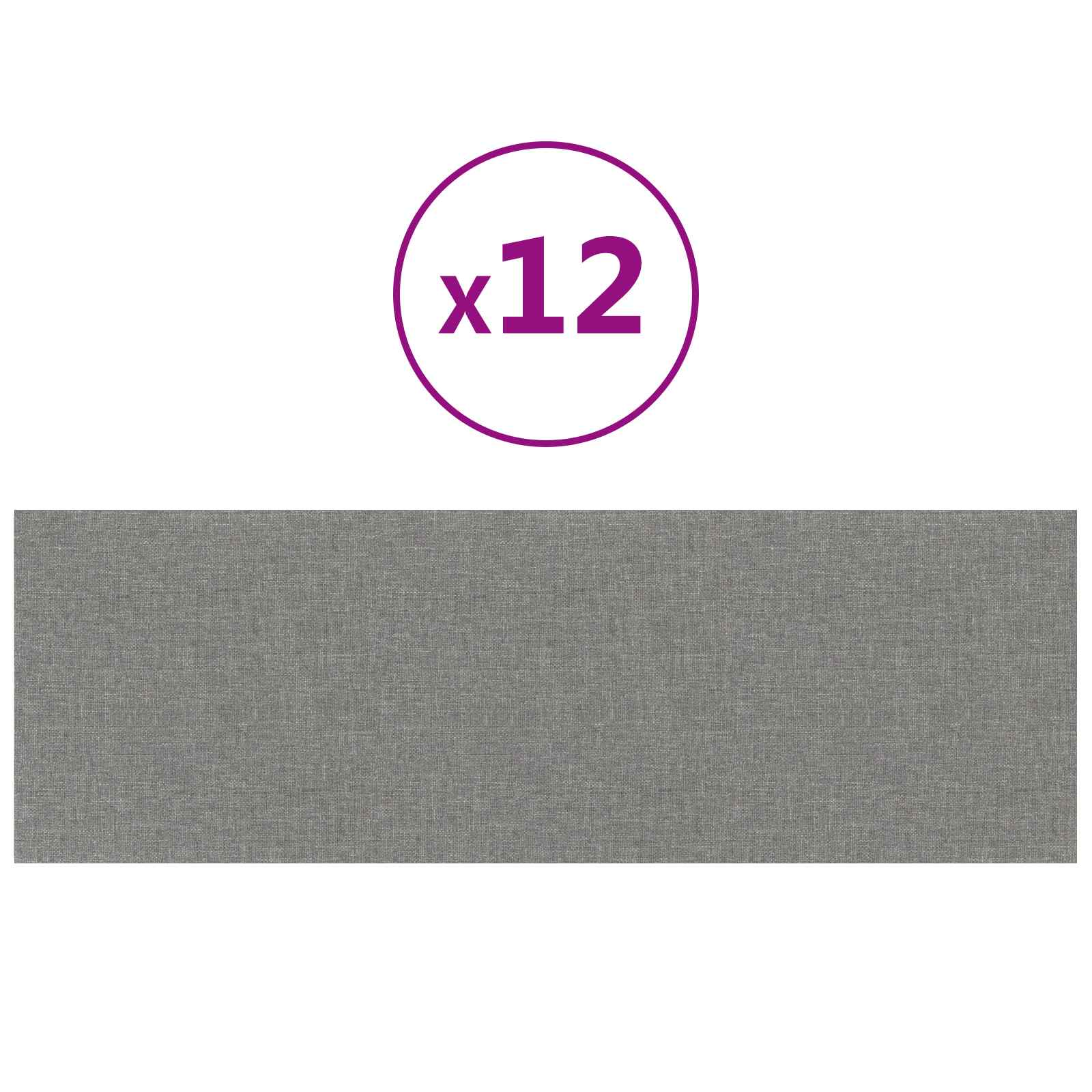 Testiera da Parete 12 pcs Grigio chiaro 90 x 30 cm Tessuto