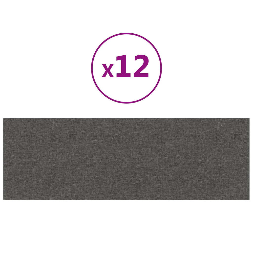 Testiera da Parete 12 pcs Grigio scuro 90 x 30 cm Tessuto