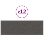 Testiera da Parete 12 pcs Grigio scuro 90 x 30 cm Tessuto