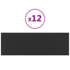 Testiera da Parete 12 pcs Nero 90 x 30 cm Tessuto