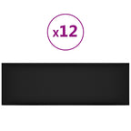 Testiera da Parete 12 pcs Nero 90 x 30 cm Tessuto