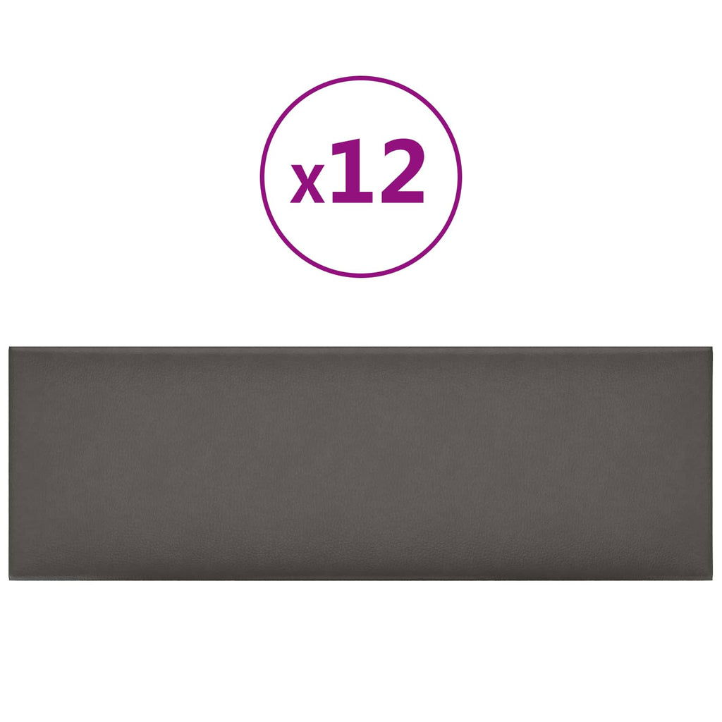 Testiera da Parete 12 pcs Grigio 90 x 30 cm Tessuto