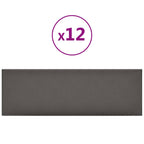 Testiera da Parete 12 pcs Grigio 90 x 30 cm Tessuto