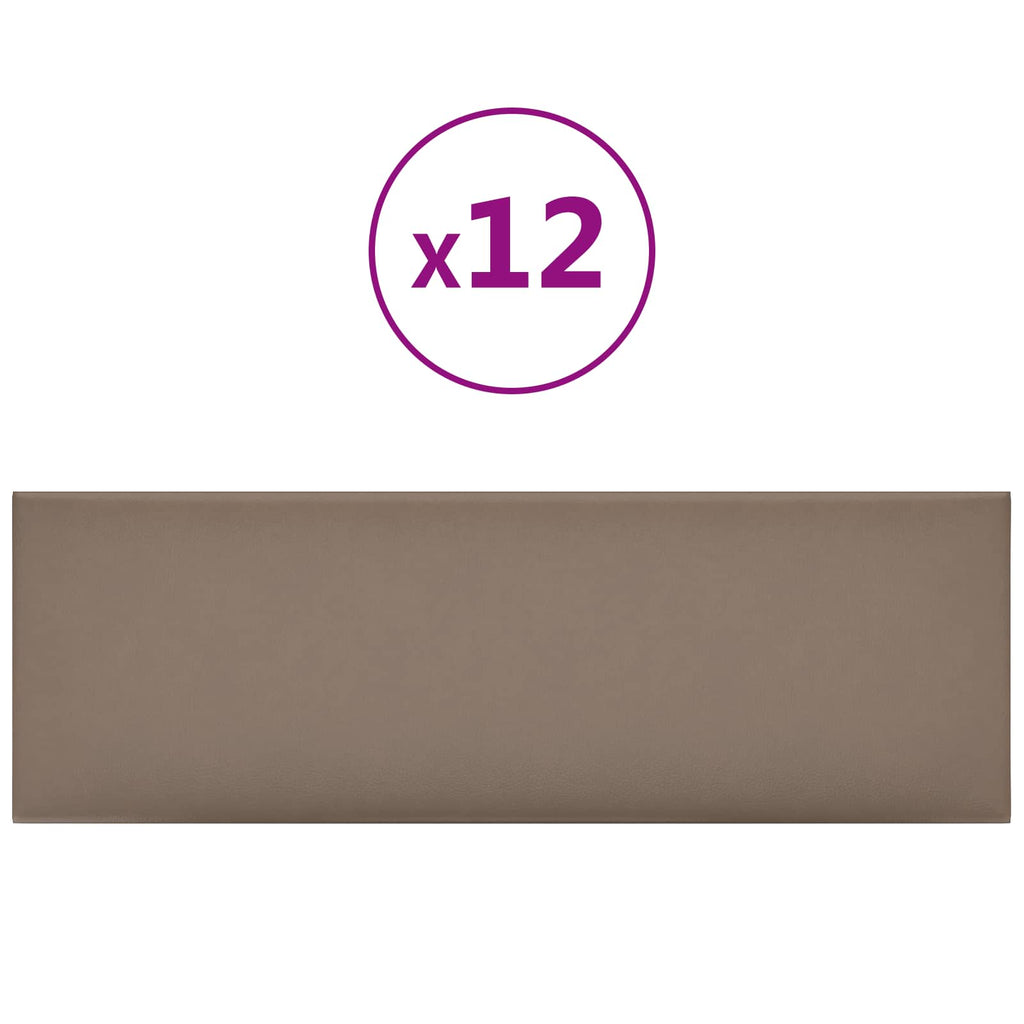 Testiera da Parete 12 pcs Cappuccino 90 x 30 cm Tessuto