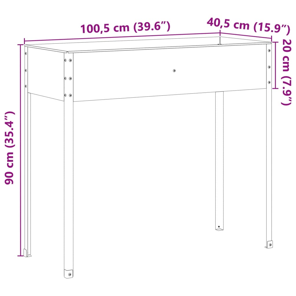 Fioriera da Giardino 100,5x40,5x90 cm in Acciaio Corten