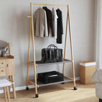 Appendiabiti con Ripiani e Ruote 96x45,5x155,5 cm in Bambù