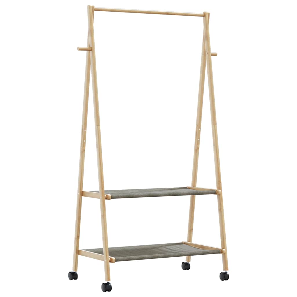 Appendiabiti con Ripiani e Ruote 96x45,5x155,5 cm in Bambù