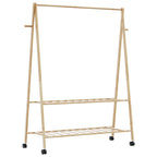 Appendiabiti con Ripiani e Ruote 132x45,5x155,5 cm in Bambù
