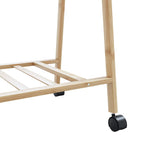 Appendiabiti con Ripiani e Ruote 132x45,5x155,5 cm in Bambù