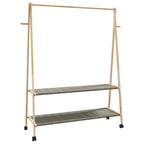 Appendiabiti con Ripiani e Ruote 132x45,5x155,5 cm in Bambù