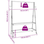 Appendiabiti con Ripiani e Ruote 132x45,5x155,5 cm in Bambù