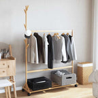 Appendiabiti con Ganci e Ruote 100x35x157 cm in Bambù