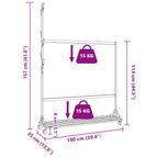 Appendiabiti con Ganci e Ruote 100x35x157 cm in Bambù