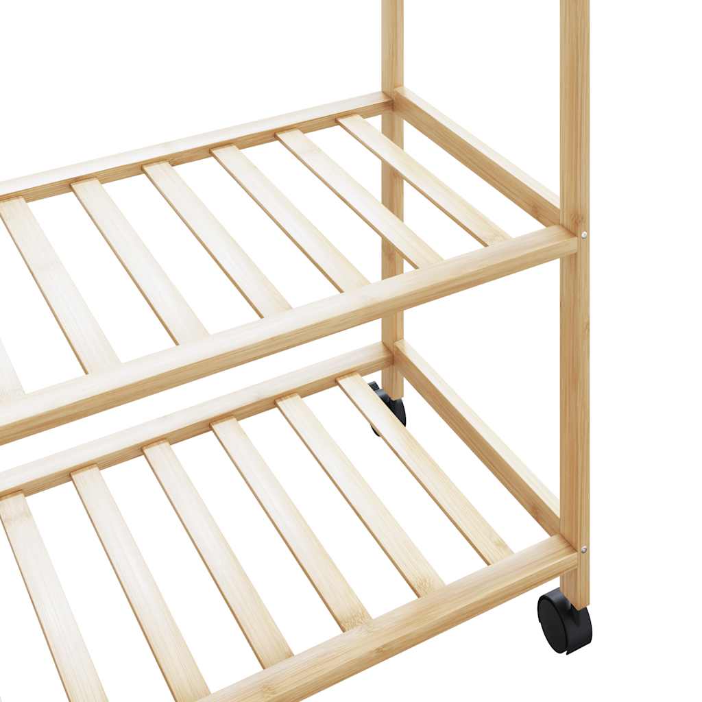 Appendiabiti con Ripiani e Ruote 90x40x179,5 cm in Bambù