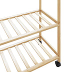 Appendiabiti con Ripiani e Ruote 90x40x179,5 cm in Bambù