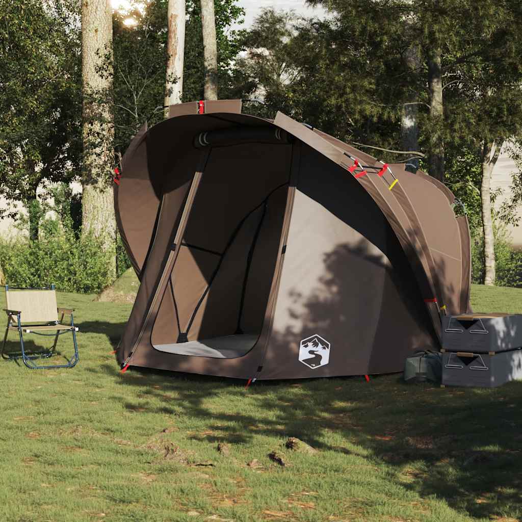 Tenda da Pesca per 4 Persone Marrone Impermeabile