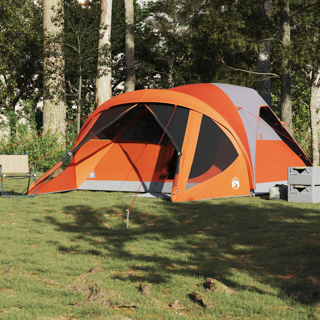 Tenda Familiare a Tunnel 6Persone Grigia Arancione Impermeabile