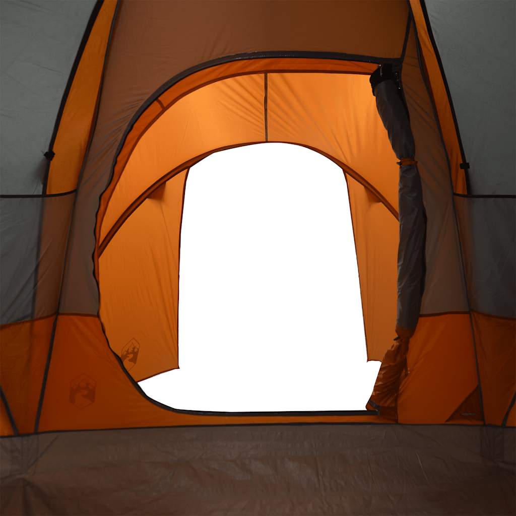 Tenda da Campeggio a Cupola 6 Persone Grigio e Arancione