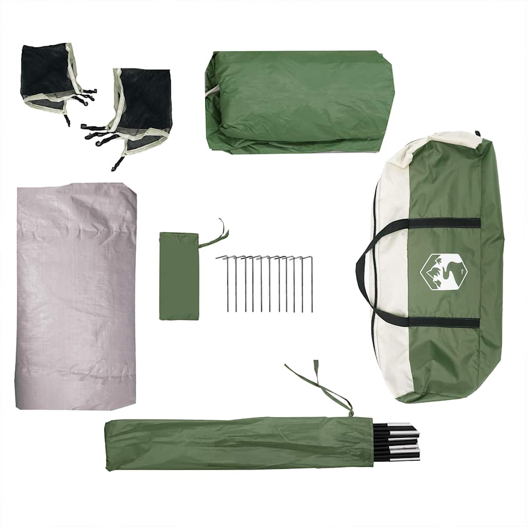 Tenda da Campeggio a Cabina per 4 Persone Verde Impermeabile