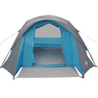 Tenda da Campeggio a Cabina per 4 Persone Blu Impermeabile