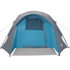 Tenda da Campeggio a Cabina per 4 Persone Blu Impermeabile