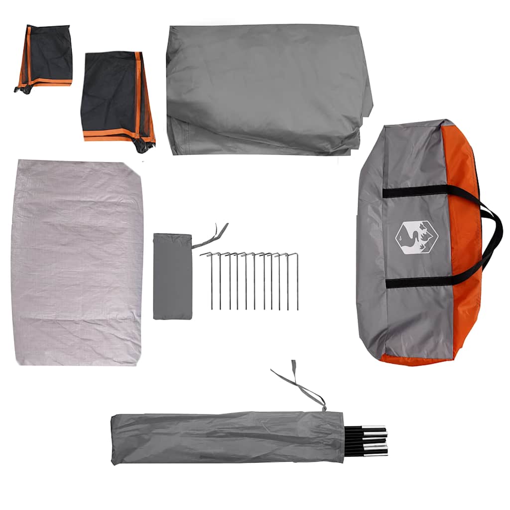 Tenda Familiare Cabina 6 Persone Grigia Arancione Impermeabile