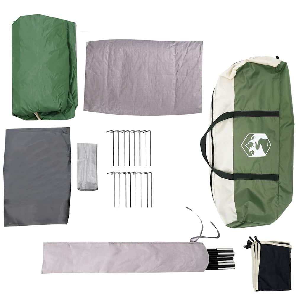 Tenda Familiare a Tunnel per 6 Persone Verde Impermeabile