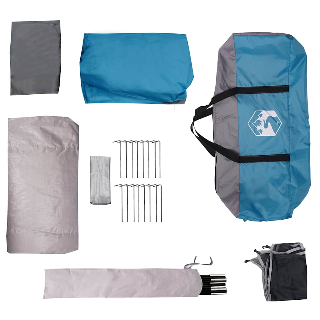 Tenda Familiare a Tunnel per 6 Persone Blu Impermeabile