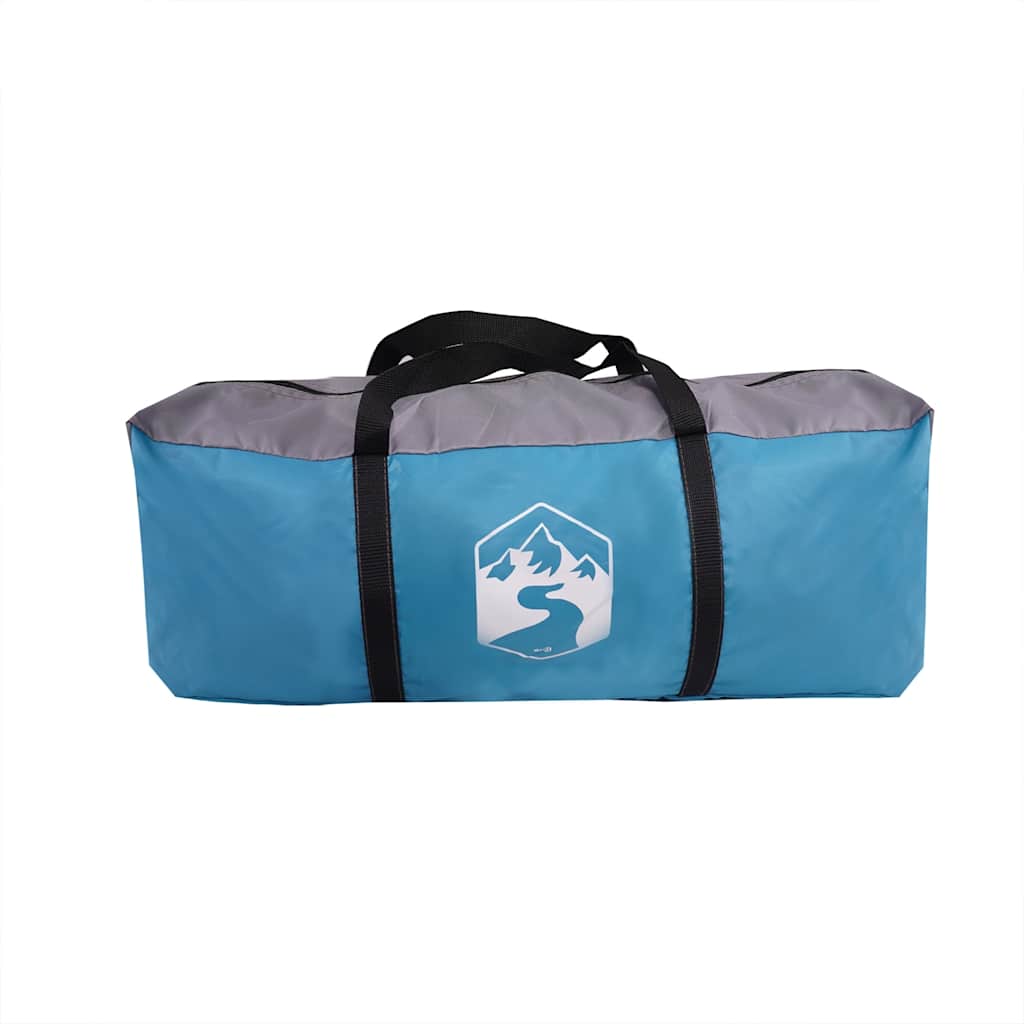 Tenda da Campeggio con Portico Cupola 5Persone Blu Impermeabile