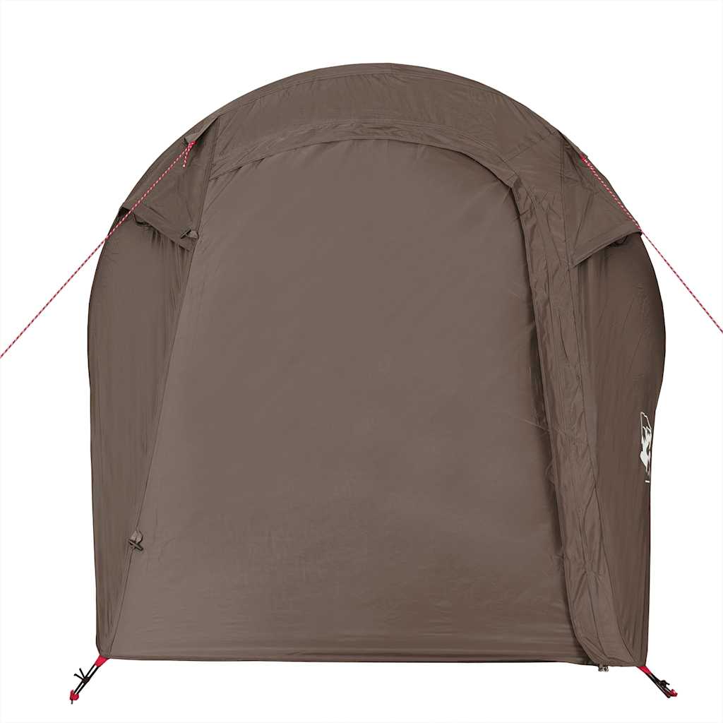 Tenda da Campeggio a Tunnel per 3 Persone Marrone Impermeabile