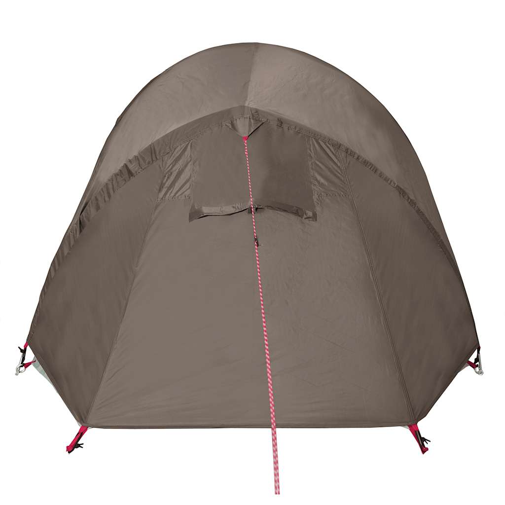 Tenda da Campeggio a Tunnel per 3 Persone Marrone Impermeabile