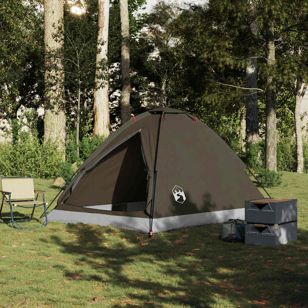Tenda da Campeggio a Cupola per 4 Persone Marrone Impermeabile