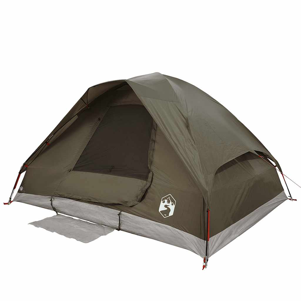 Tenda da Campeggio a Cupola per 4 Persone Marrone Impermeabile