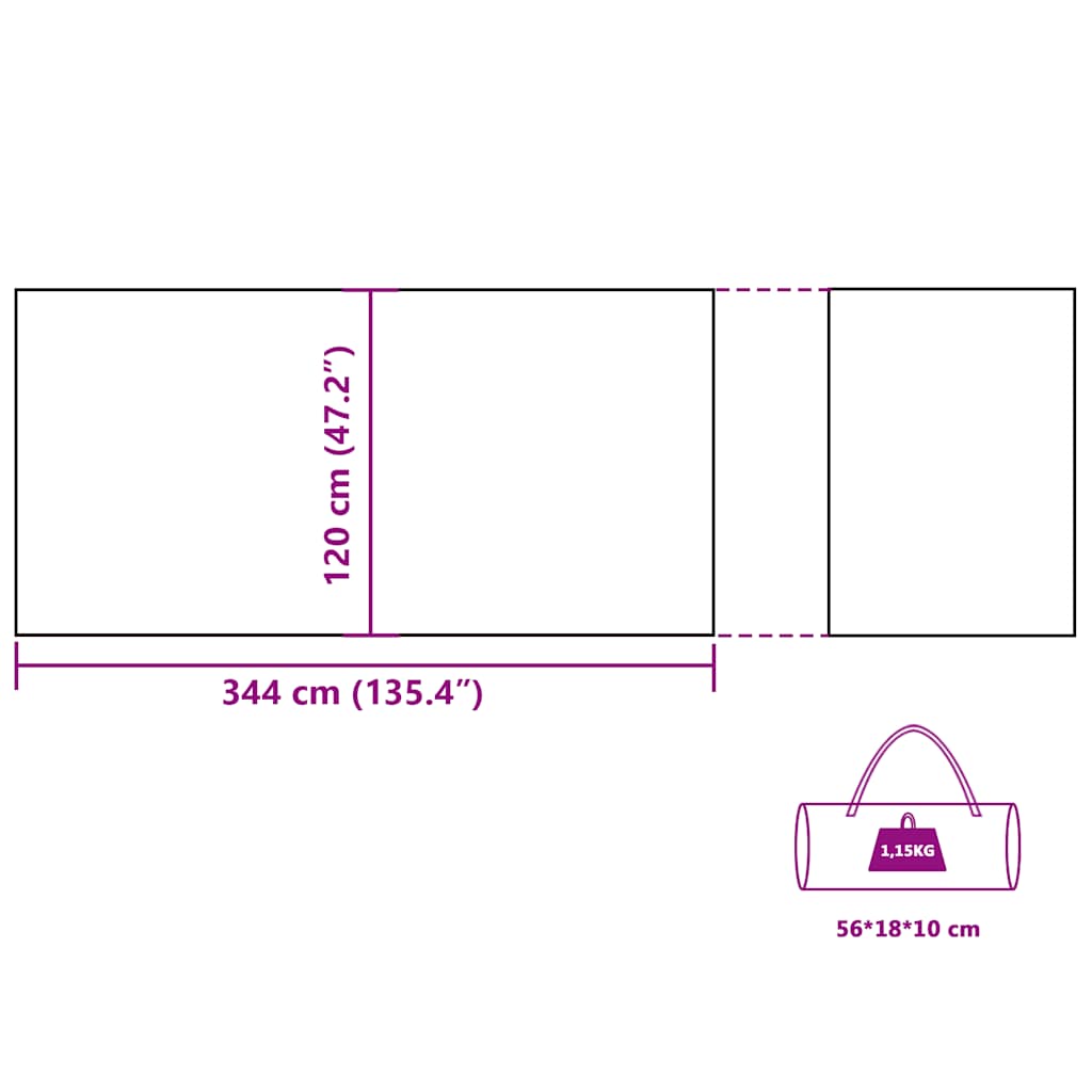 Frangivento Campeggio Grigio Arancione 344x120 cm Impermeabile