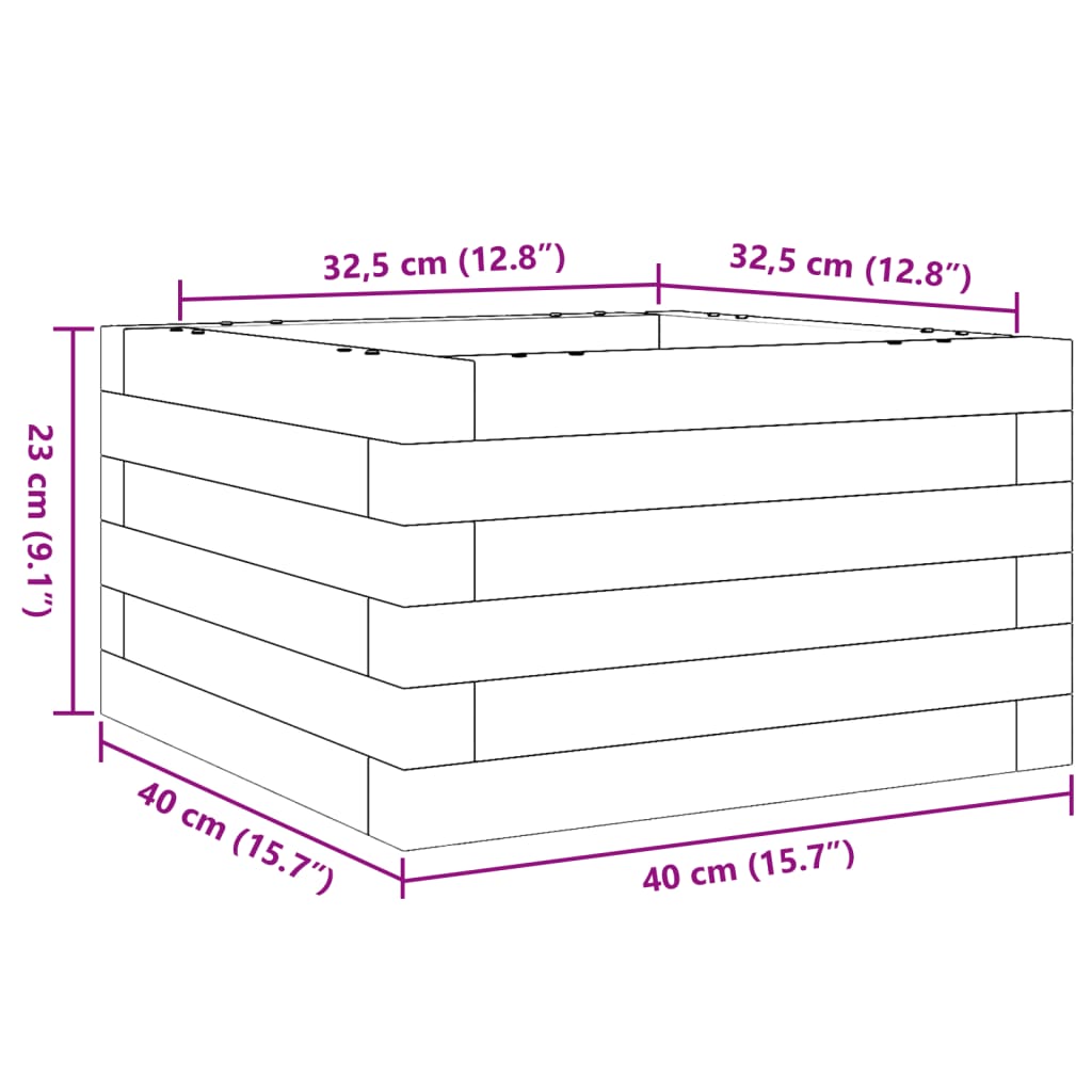 Fioriera da Giardino 40x40x23 cm in Legno di Pino Impregnato