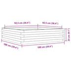 Fioriera Giardino Marrone Cera 100x100x23 Legno Massello Pino