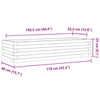 Fioriera Giardino Marrone Cera 110x40x23 cm Legno Massello Pino