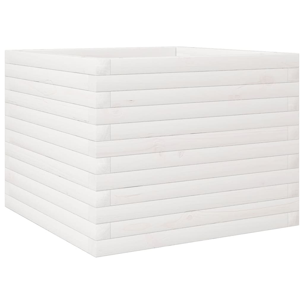 Fioriera da Giardino Bianca 60x60x45,5cm Legno Massello di Pino