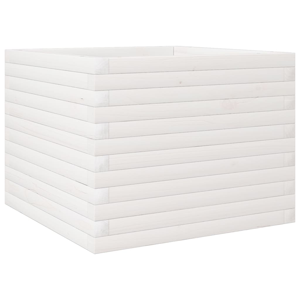 Fioriera da Giardino Bianca 60x60x45,5cm Legno Massello di Pino