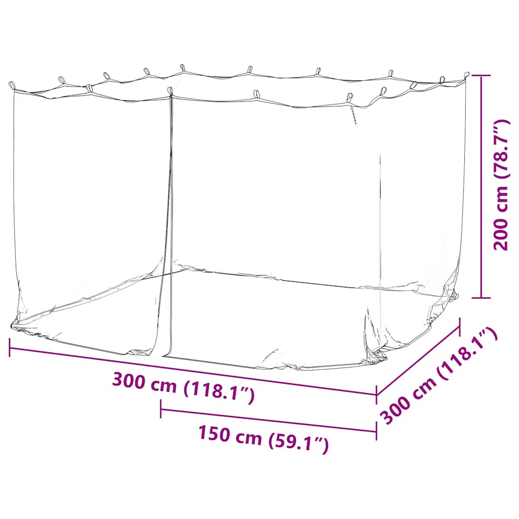 Zanzariera per Esterni 220 Maglie Nero 300x300x200 cm