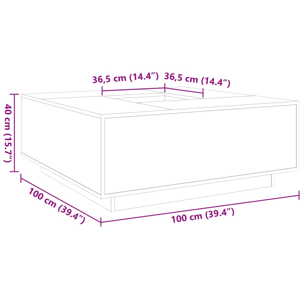 Tavolino Salotto Rovere Sonoma 100x100x40 cm Legno Multistrato