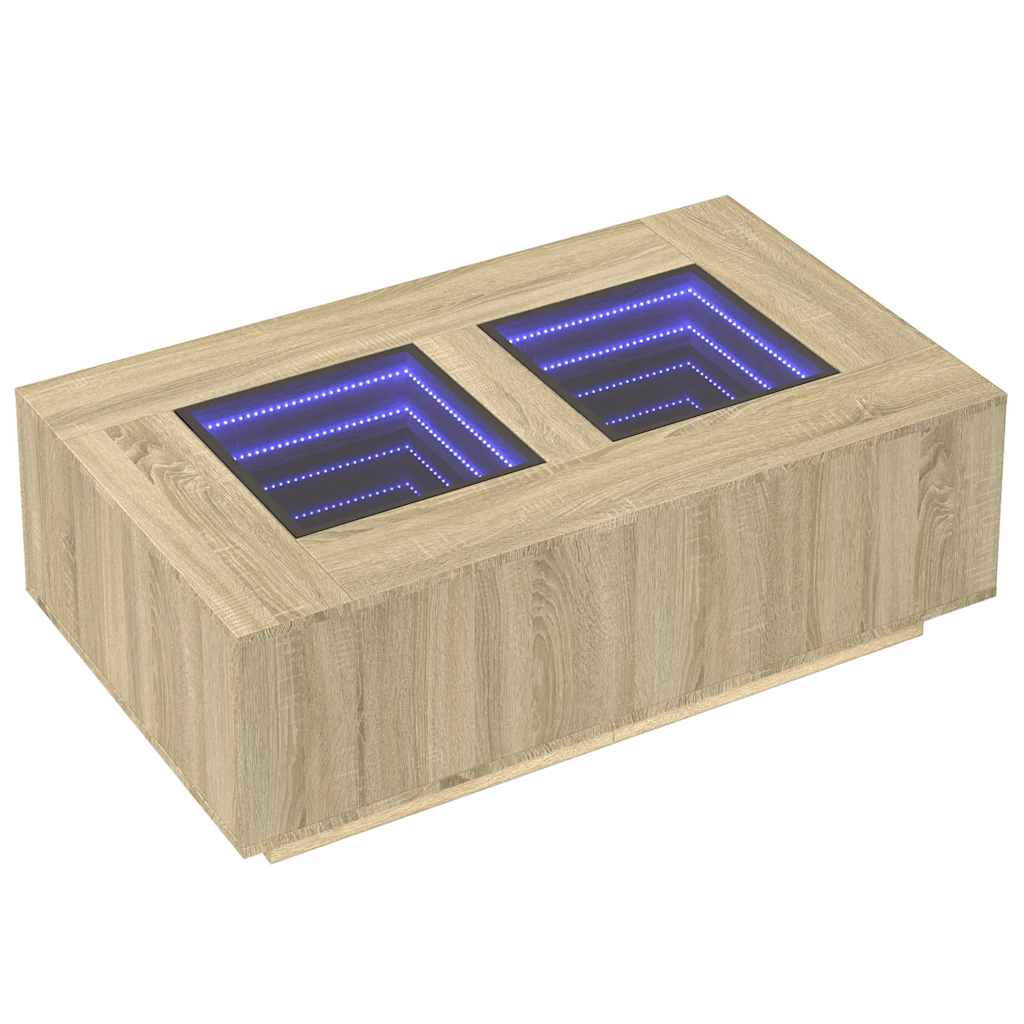 Tavolino da Salotto con LED Infinity Rovere Sonoma 116x69x40 cm